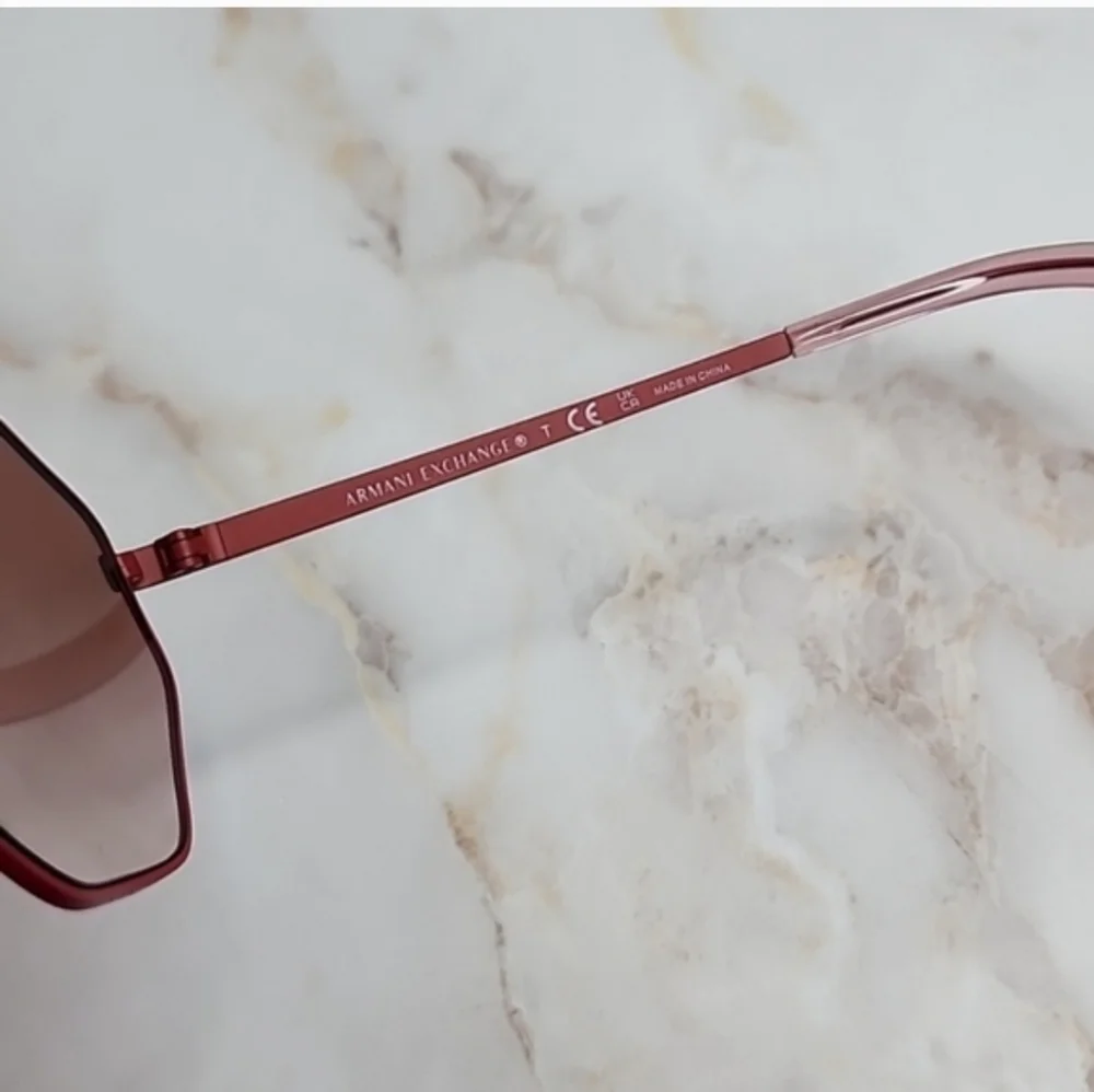 Armani exchange Geometric exagonal metal mate Raspberry pink sunglasses New